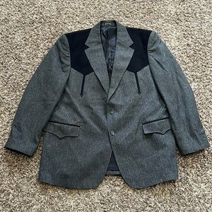 Circle S western Black Jacket Sport Coat mens 48 L